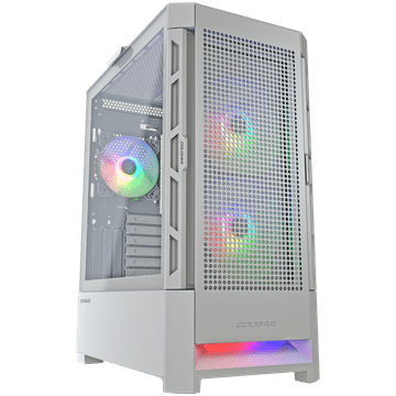 COUGAR | Case Airface RGB White | PC Case | Mid Tower / Mesh Front Panel / 2 x 140mm ARGB Fans / 1x 120mm ARGB Fan / TG Left Panel / White