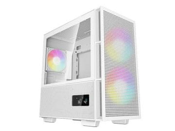 Računalniško ohišje DeepCool CH360 Digital, Micro-ATX, ARGB, LCD, kaljeno steklo, belo