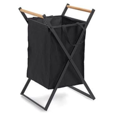 Zeller Zložljiva košara za perilo 36,5x40xh67cm / črna / kovina, poliester, les