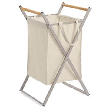 Zeller Zložljiva košara za perilo 36,5x40xh67cm / krem / kovina, poliester, les