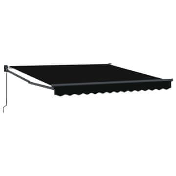 Vidaxl Retraktilna tenda Črna 350 x 250 cm Poliester in aluminij