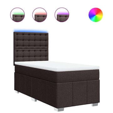 Vidaxl Box spring postelja z vzmetnico temno rjava 90x200 cm blago