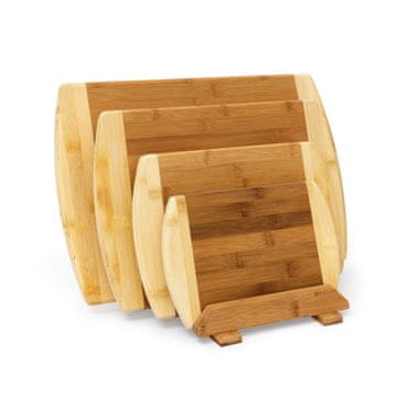 Northix Set 4 bambusovih desk za rezanje z držalom, dvobarvni dizajn