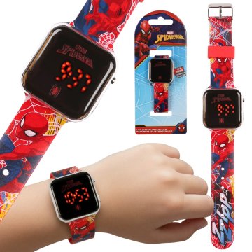 MARVEL COMICS MARVEL Spider Man Rdeča digitalna ura, LED-ura za zapestje za fante, z datumom in uro