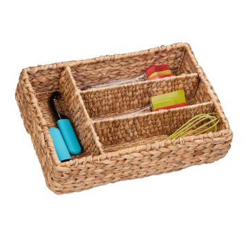 Northix Pladenj za jedilni pribor s 4 predelki iz naravnih vlaken vodne hijacinte