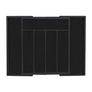 Northix Raztegljiv bambusov pladenj za jedilni pribor v črni barvi z 5 predelki