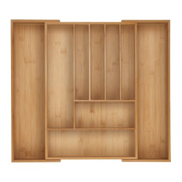 Northix Nastavljiv bambusov pladenj za jedilni pribor, 2 izvlečna dela