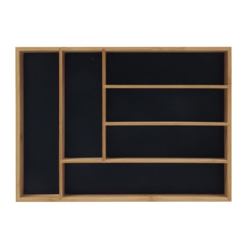 Northix Bambusov pladenj za jedilni pribor, 6 predalov, organizator predalov