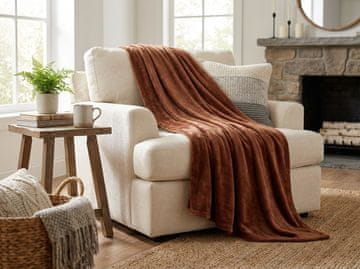 Ljubki dom Rjava mikropliš deka SOFT, 160x200 cm