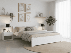 Ljubki dom Postelja IKAROS 140 x 200 cm, bela Posteljno dno: Letveno posteljno dno, Vzmetnica: Vzmetnica Somnia 17 cm