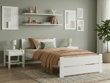 Ljubki dom Postelja IKAROS DOUBLE 90 x 200 cm, bela Posteljno dno: Lamelno posteljno dno, Vzmetnica: Vzmetnica Deluxe 10 cm