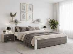 Ljubki dom Postelja IKAROS 160 x 200 cm, bela/hrast tartuf Posteljno dno: Letveno posteljno dno, Vzmetnica: Brez vzmetnice