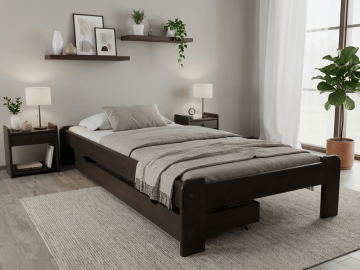 Ljubki dom Postelja ADA 90 x 200 cm oreh Posteljno dno: Letveno posteljno dno, Vzmetnica: Vzmetnica Coco Maxi 19 cm