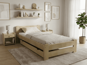 Ljubki dom Postelja Laura 80 x 200 bor Posteljno dno: Lamelno posteljno dno, Vzmetnica: Vzmetnica Coco Maxi 19 cm