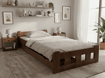 Ljubki dom Postelja Naomi povišana 90 x 200 cm hrast Posteljno dno: Letveno posteljno dno, Vzmetnica: Brez vzmetnice