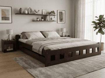 Ljubki dom Postelja Naomi povišana 180 x 200 cm oreh Posteljno dno: Lamelno posteljno dno, Vzmetnica: Vzmetnica Deluxe 10 cm