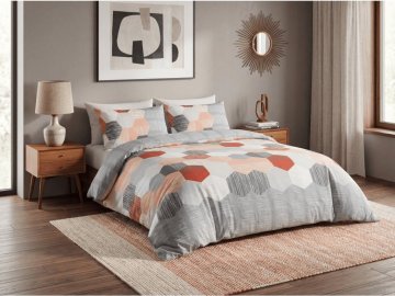 Ljubki dom Posteljnina iz Renforcé bombaža HONEY COMB siva Dimenzije posteljnine: 70 x 90 cm | 140 x 200 cm