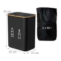 Northio Zbiralnik steklenic z 2 odstranljivima vrečkama, prostornina 160L, za recikliranje