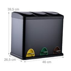 Northio Koš za kuhinjske odpadke 3 x 8L s 3 predelki in nožnim pedalom