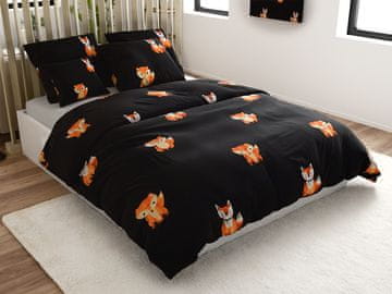 Ljubki dom Posteljnina iz mikrovlaken FOXES črna Dimenzije posteljnine: 2 kom 70 x 80 cm | 160 x 200 cm