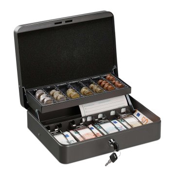 Northix Blagajniški predal s ključavnico, predali za kovance in bankovce