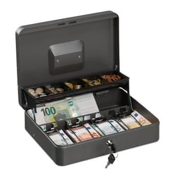 Northix Predal za denar s ključavnico, predelki za kovance in bankovce