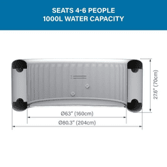 avenli Vrtni spa, napihljiva masažna kad NICE za 6 oseb 204x70 srebrne barve