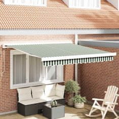 Vidaxl Ročna tenda 3 x 2,5 m Zelene in bele črte 100% poliester
