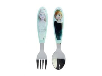 Stor Otroški jedilni pribor Disney Frozen - kovinska žlica in vilice, ergonomski komplet 2 kosa, 81018