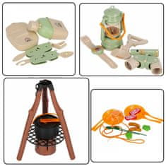 Mega Creative Otroški kamping komplet, zložljiva miza, kovček + potovalni dodatki, kampiranje, LED lučka, parni učinek, zvok