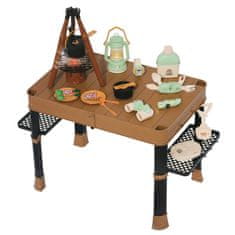 Mega Creative Otroški kamping komplet, zložljiva miza, kovček + potovalni dodatki, kampiranje, LED lučka, parni učinek, zvok