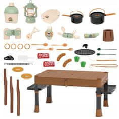 Mega Creative Otroški kamping komplet, zložljiva miza, kovček + potovalni dodatki, kampiranje, LED lučka, parni učinek, zvok