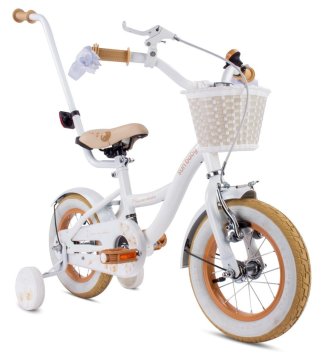 shumee Otroško kolo Kolo za deklice 12 palcev Basket Guide Stranska kolesa Flower Bike Dandelion bela bež Sun Baby