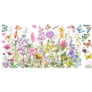 Vixson Cvetlična nalepka za okno 30x60 cm, dvostranski tisk, pralna in odstranljiva | FLORASTIK Cvetovi in metulji