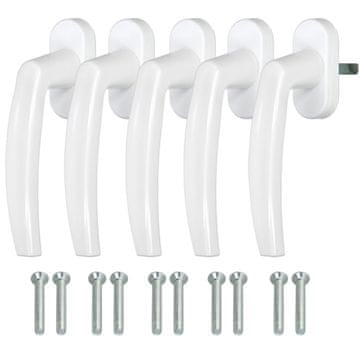 shumee Ročaj za balkonska vrata, bel, vreteno 35 mm, komplet 5 kosov