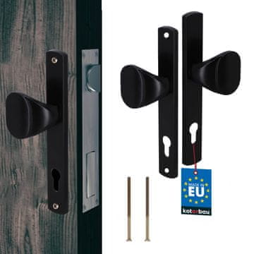 shumee Ročaj za vrata, dolga plošča, aluminij, črne barve, 90 mm