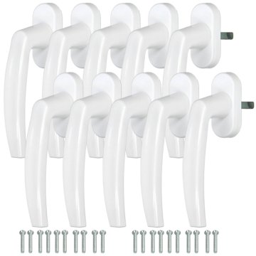 shumee Ročaj za balkonska vrata, bel, vreteno 35 mm, komplet 10 kosov