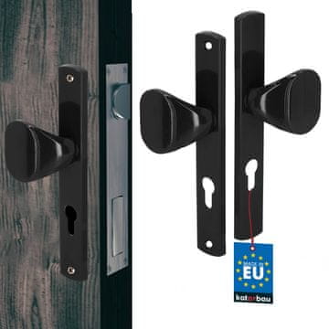 shumee Ročaj za vrata, dolga plošča, aluminij, črne barve, 72 mm