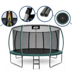 Aga SPORT EXCLUSIVE Trampolin 366 cm Temno zelena + zaščitna mreža + lestev