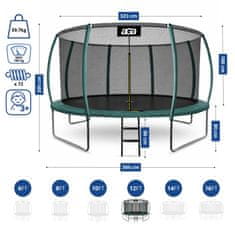 Aga SPORT EXCLUSIVE Trampolin 366 cm Temno zelena + zaščitna mreža + lestev