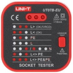 shumee TESTER VTIČNIC S FUNKCIJO PREVERJANJA RCD UT-07B-EU UNI-T