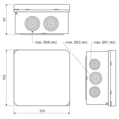 RAZVODNA DOZA Z UTVORKAMI PK-103X103