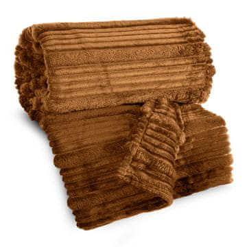 shumee EUROFIRANY ODEJICA IZ FLISA Z RELIEFNIM VZORCEM NINA 220X200CM MEDENA