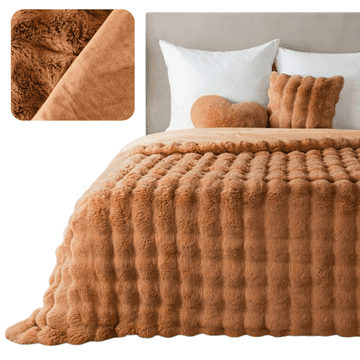 shumee EUROFIRANY MEHKA DEBELA ODEJA 3D VZOREC LILIJE 200 X 220 CM MEDENA