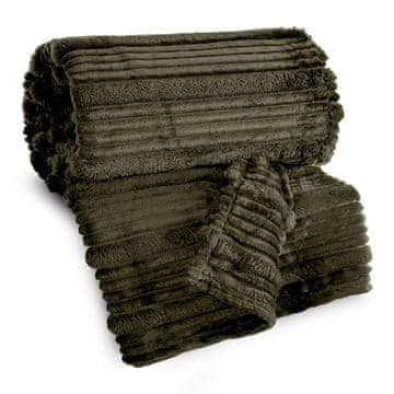 shumee EUROFIRANY ODEJICA IZ FLISA Z RELIEFNIM VZORCEM NINA 220X200 CM OLIVNA