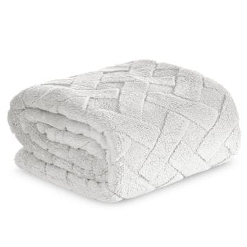 shumee EUROFIRANY PREVLEKA ZA ODEJO FLANO D91 CARO VZOREC 150X200CM SREBRNA