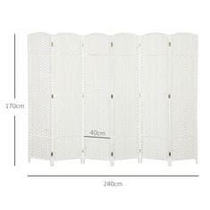 Homestar Prostorilni razdelilec 6-panelni zložljiv 240x16x170 cm bel