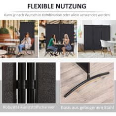 Homestar Prostorilni razdelilnik 3-panelni zaslon za zasebnost 253x182x50 cm črn