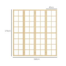Homestar Prostorilni razdelilnik 4 paneli 160x170 cm naravni