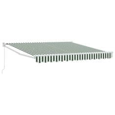 Vidaxl Ročna tenda 3 x 2,5 m Zelene in bele črte 100% poliester